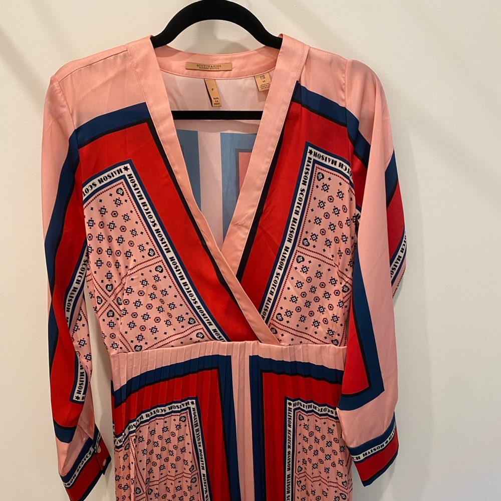 Scotch & Soda Pink and Red Midi Dress
